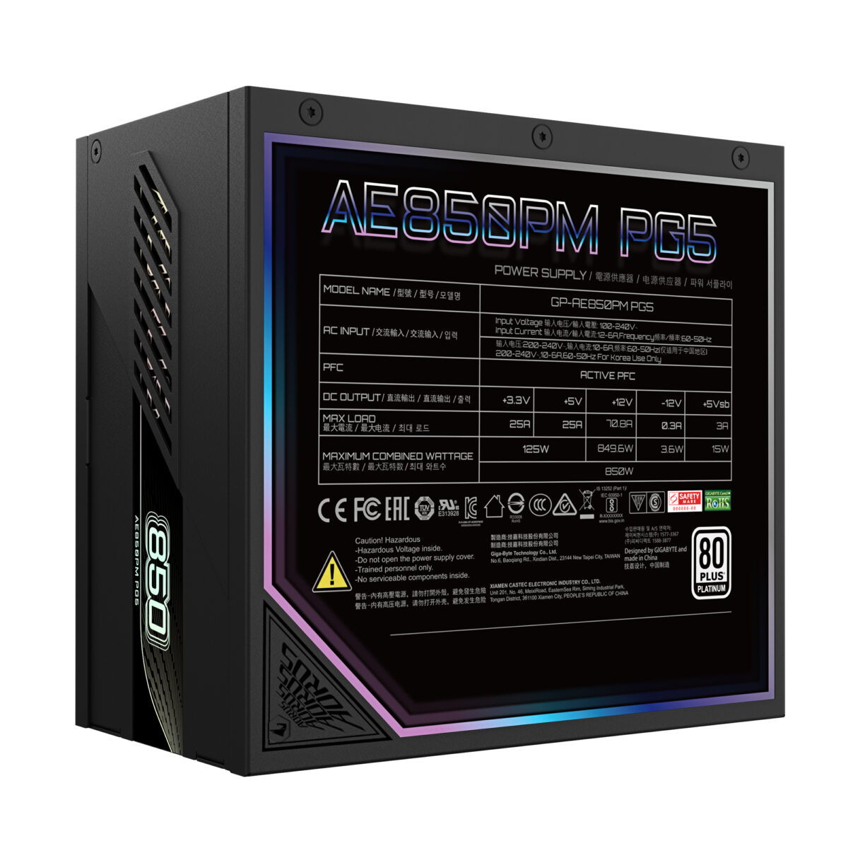 FUENTE 850W GIGABYTE AORUS ELITE GP-AE850PM PG5 - Imagen 3
