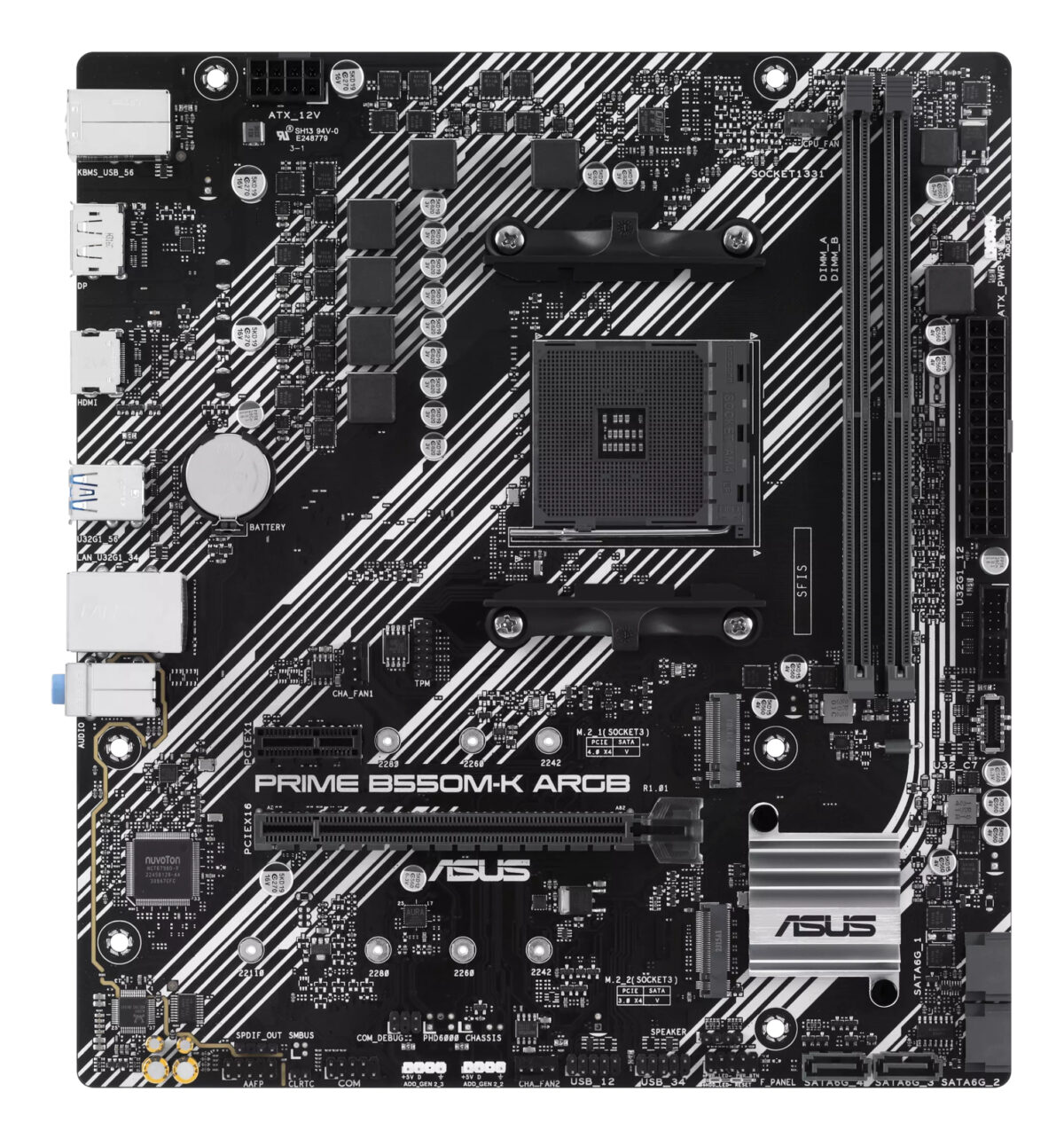 MB ASUS AM4 PRIME B550M-K ARGB DDR4 BOX M-ATX - Imagen 2