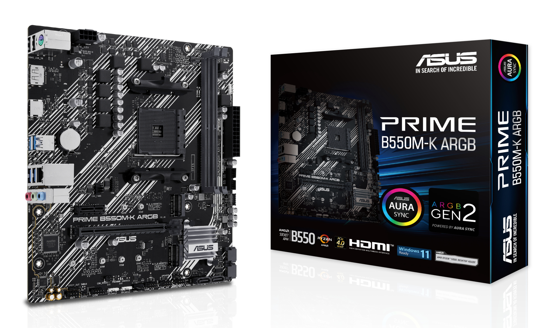 d2af5f6621796508eb7cd1c400ab09edab438ff0 MB ASUS AM4 PRIME B550M-K ARGB DDR4 BOX M-ATX - Imagen 1